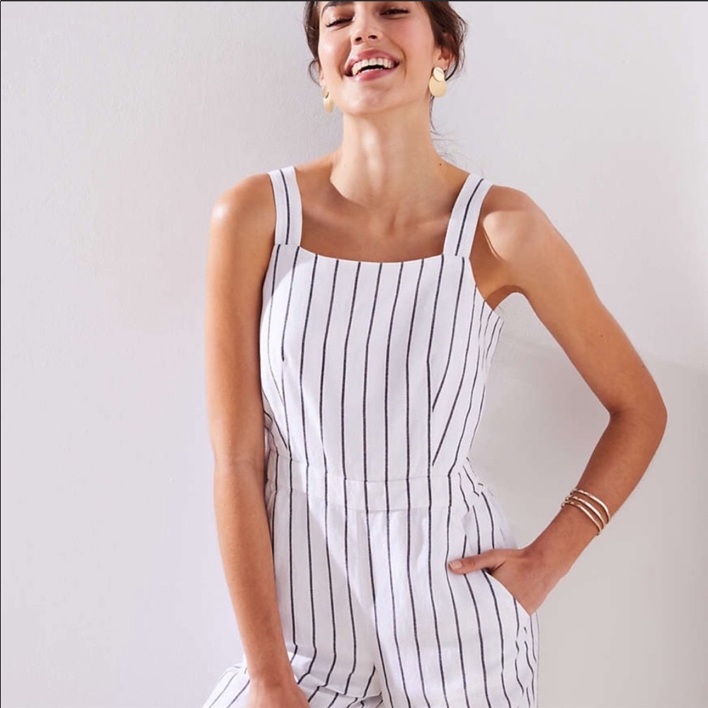 LOFT striped long pant romper